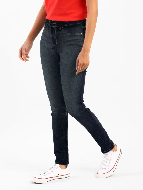 Women's Mid Rise 711 Skinny Fit Jeans Stylish Stone-Wash Denim Jeans