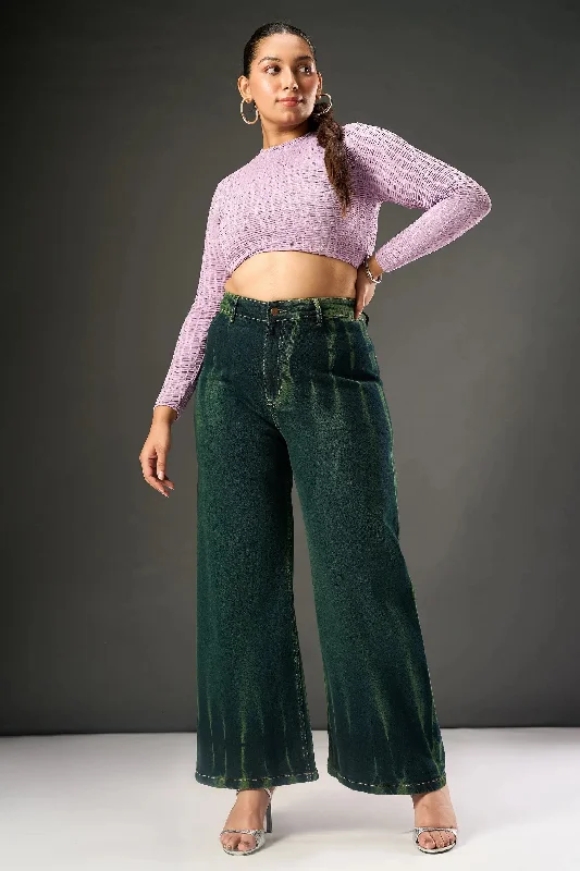 Chromatic Waves Curve Retro Flare Stretch Jeans Trendy Skinny Fit Jeans