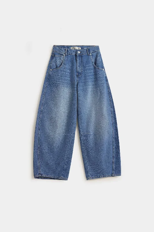 Baggy Balloon Jeans Comfortable Zip-Fly Denim Jeans