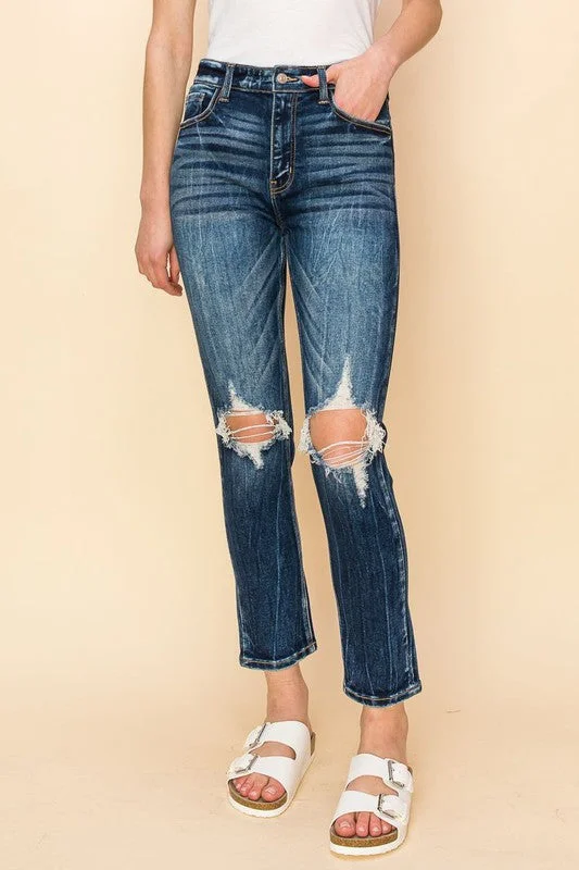 Artemis Vintage High-Rise Stretch Ankle Straight Leg Jeans Stylish Tapered Fit Jeans
