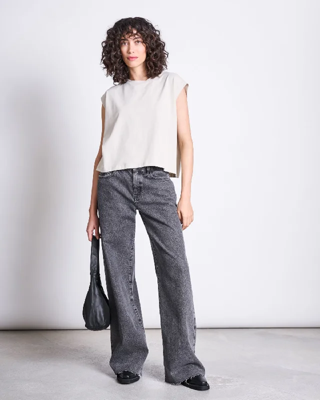 WIDE LEG JEANS SUNNY LIGHT GREY Chic Vintage-Inspired Denim Jeans