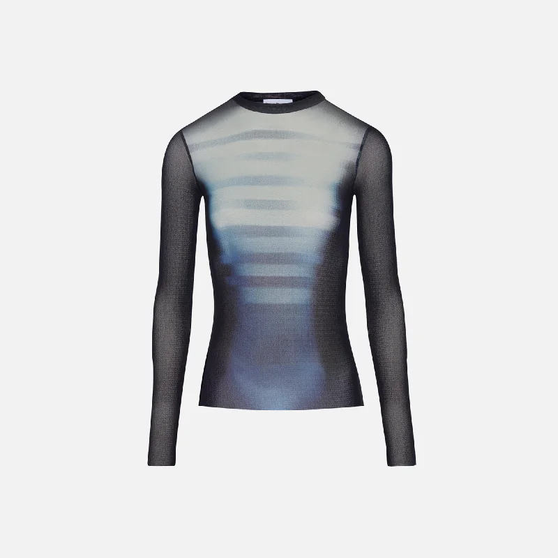 Jean Paul Gaultier Mesh Crew Neck Top - Le Male Fashionable Raw Edge Jeans