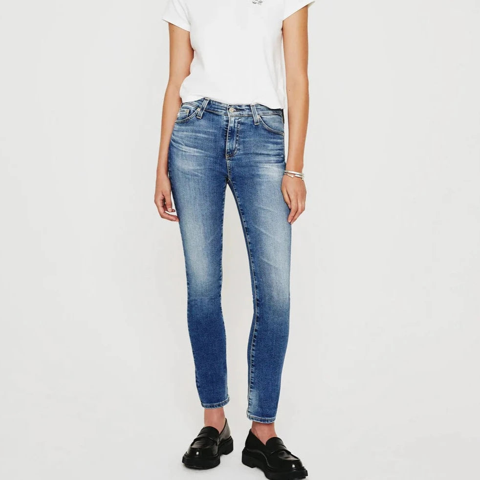 AG Mari High Rise Straight Jean (15 Years Shoreline) Stylish Paperbag Waist Denim