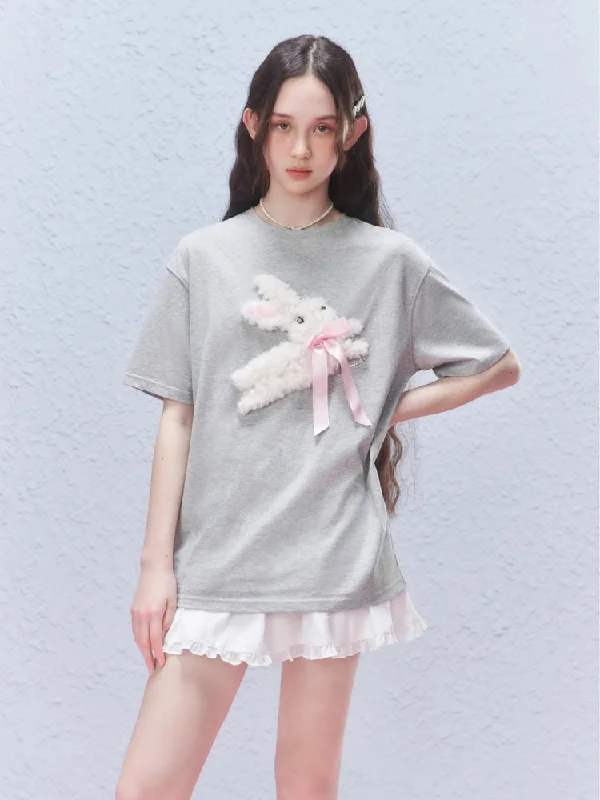 Round neck short sleeve T-shirt【s0000007425】-- Satin Blend Silk Blend Wool Blend