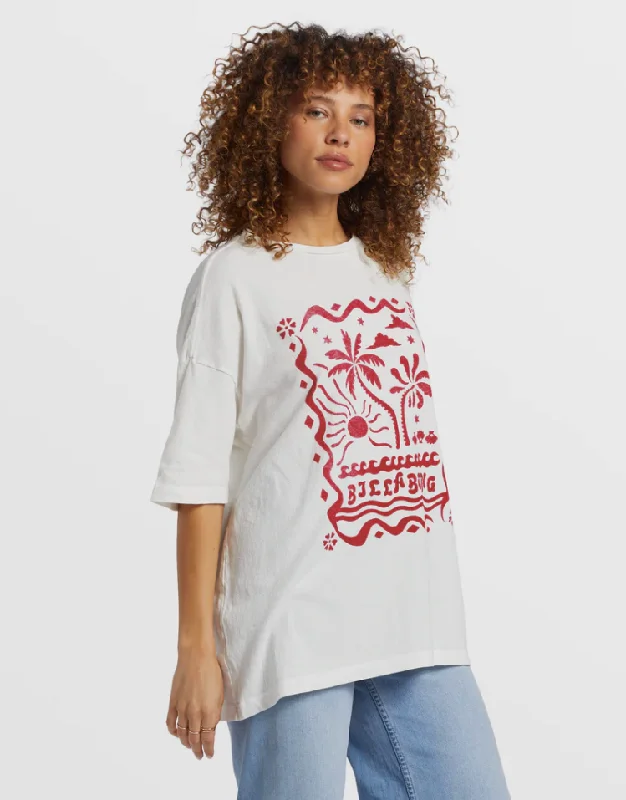 Coastal Tides Oversized T-Shirt-- Embroidered Appliqued Beaded