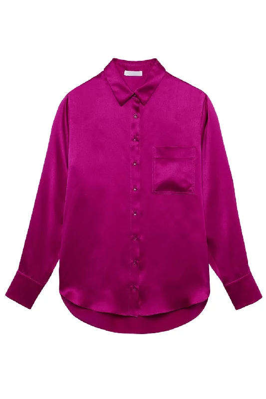 Kime Silk Button Up Shirt-- Lace Blend Ribbed Blend Corduroy Blend