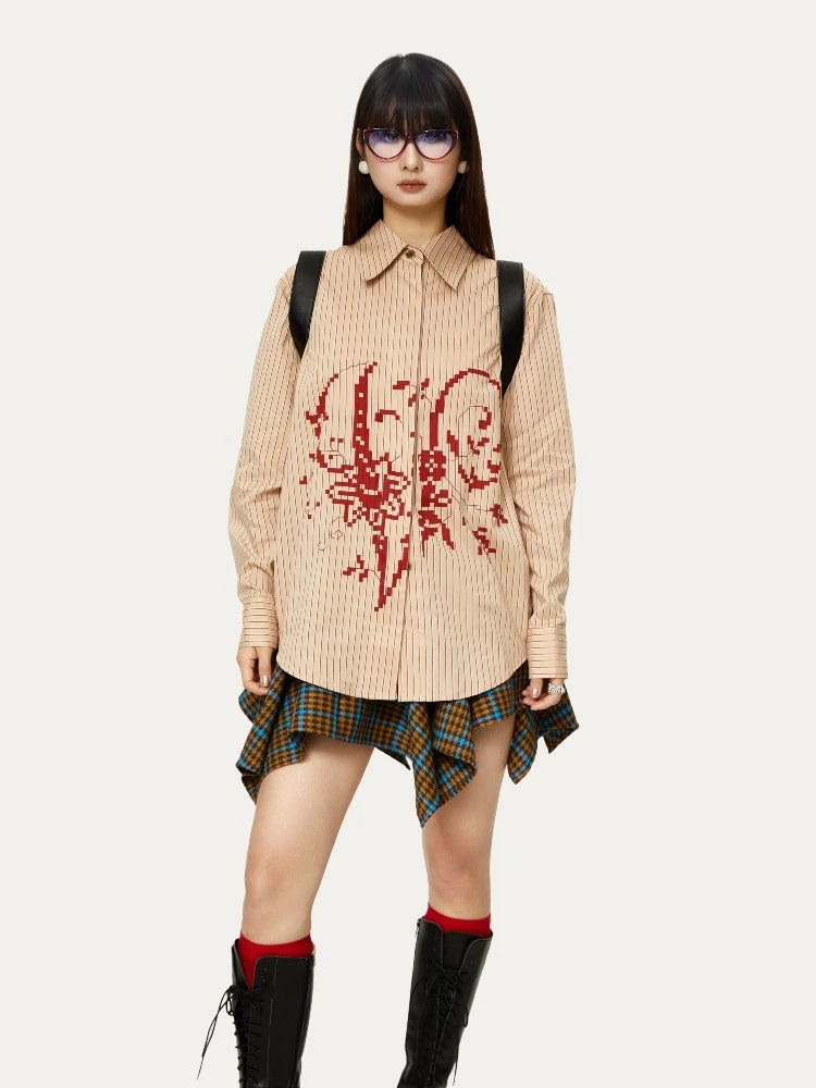 Printed casual silhouette shirt【s0000007225】-- Nylon Fabric Polyester Fabric Spandex Fabric