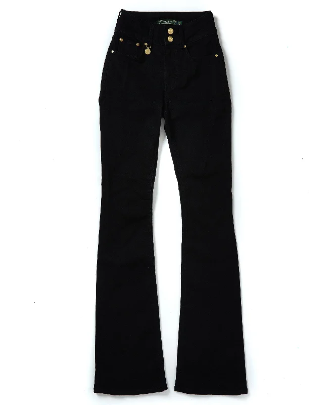 High Rise Flared Jean - Stay Black Comfortable Jogger Style Jeans