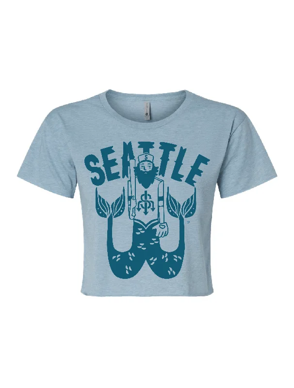 Seattle Triton · Cropped T-Shirt-- Fleece Fabric Down Fabric Feather Fabric