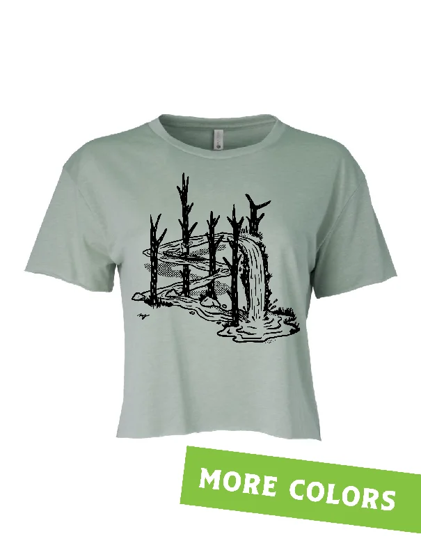 River Path · Cropped T-Shirt-- Polka Dot Checkered Tartan