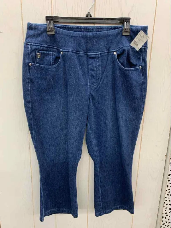 belle by Kim Gravel Blue Womens Size 16 Jeans Fashionable Frayed Hem Denim