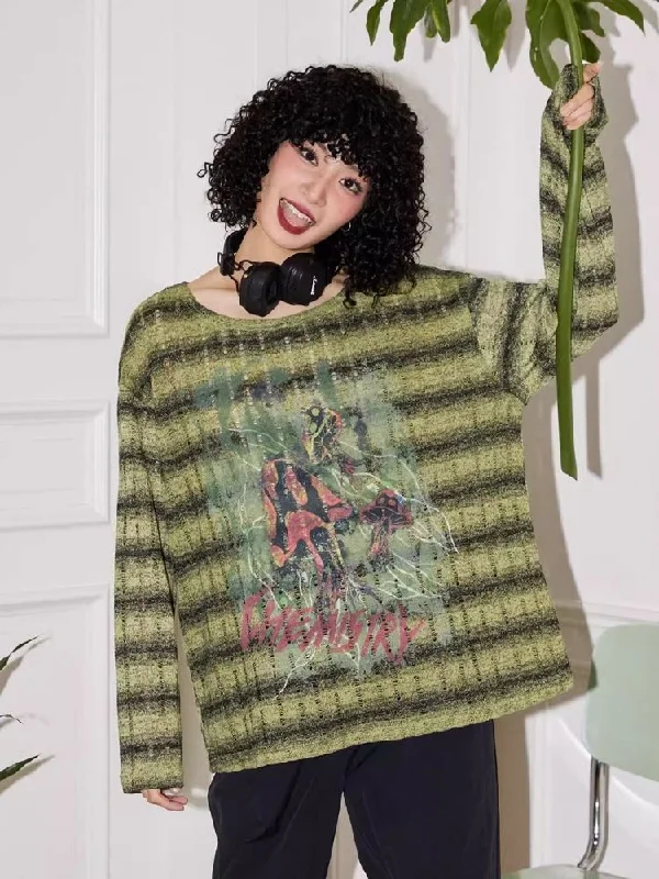 Hole Breaking Printed Long Sleeve Loose T-Shirt【s0000007108】-- Oversized T-Shirt Spandex breathable Hole Breaking Printed Long Sleeve Loose T-Shirt【s0000007108】-- Oversized T-Shirt Spandex breathable