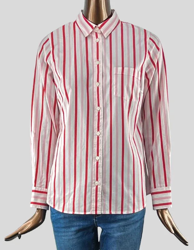 J. Crew Factory Relaxed-fit Washed Cotton Poplin Shirt in Pink Stripe - Small-- Chenille Blend Fleece Blend Nylon Blend J. Crew Factory Relaxed-fit Washed Cotton Poplin Shirt in Pink Stripe - Small-- Chenille Blend Fleece Blend Nylon Blend