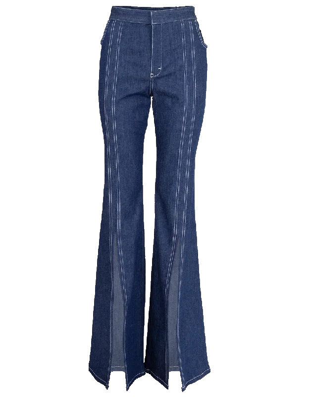 High Waist Stitched Jean Trendy Flared Leg Jeans