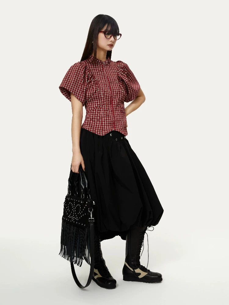 Plaid Short Sleeve Slim Fit Shirt【s0000007224】-- Faux Fur Fabric Real Fur Fabric Shearling Fabric Plaid Short Sleeve Slim Fit Shirt【s0000007224】-- Faux Fur Fabric Real Fur Fabric Shearling Fabric