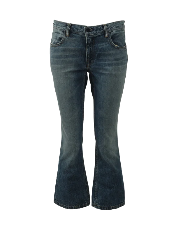 Trap Crop Boot Leg Jean Trendy Acid Wash Skinny Jeans