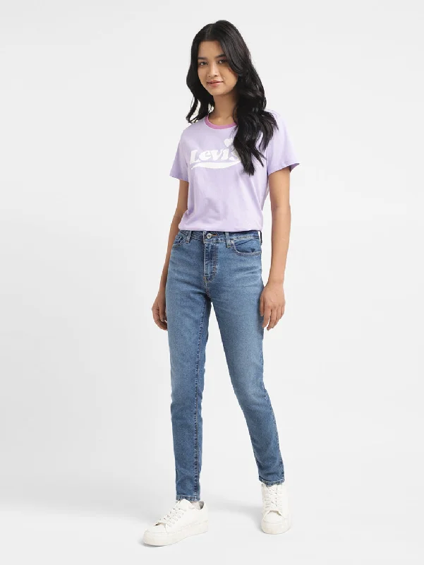 Women's Mid Rise 711 Skinny Fit Jeans Trendy Wide-Legged High-Waist Jeans