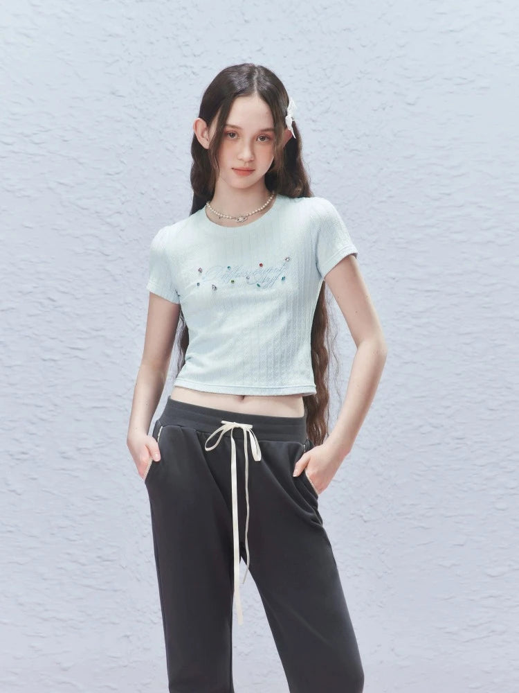 Round neck short sleeve T-shirt【s0000007422】-- Lace Blend Ribbed Blend Corduroy Blend Round neck short sleeve T-shirt【s0000007422】-- Lace Blend Ribbed Blend Corduroy Blend