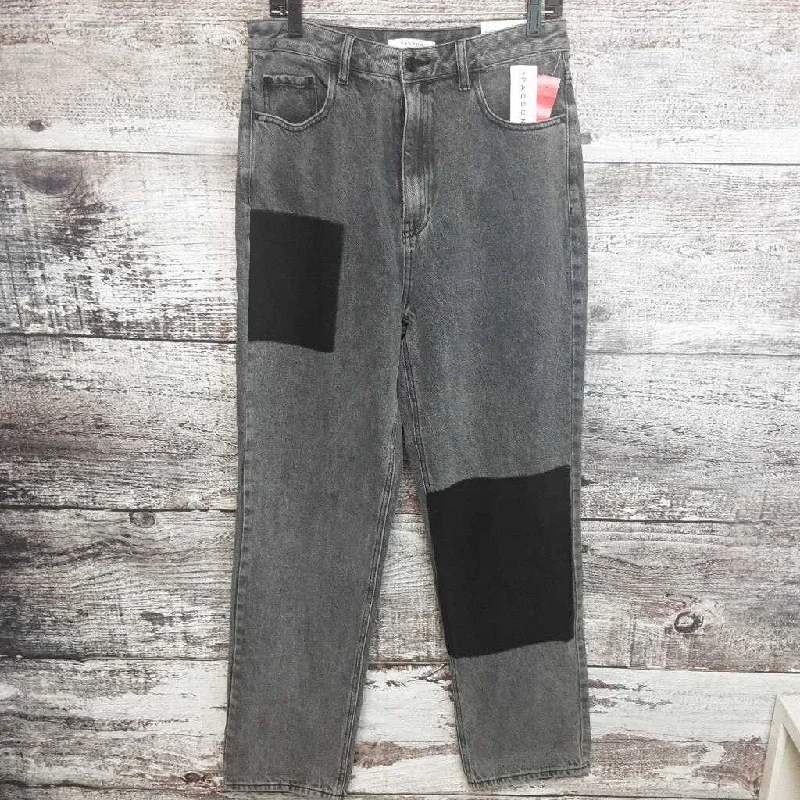 PAC SUN BLACK DENIM PATCH 90S BOYFRIEND JEAN SIZE 30/10 NWT D2C Trendy Pleated Waist Jeans