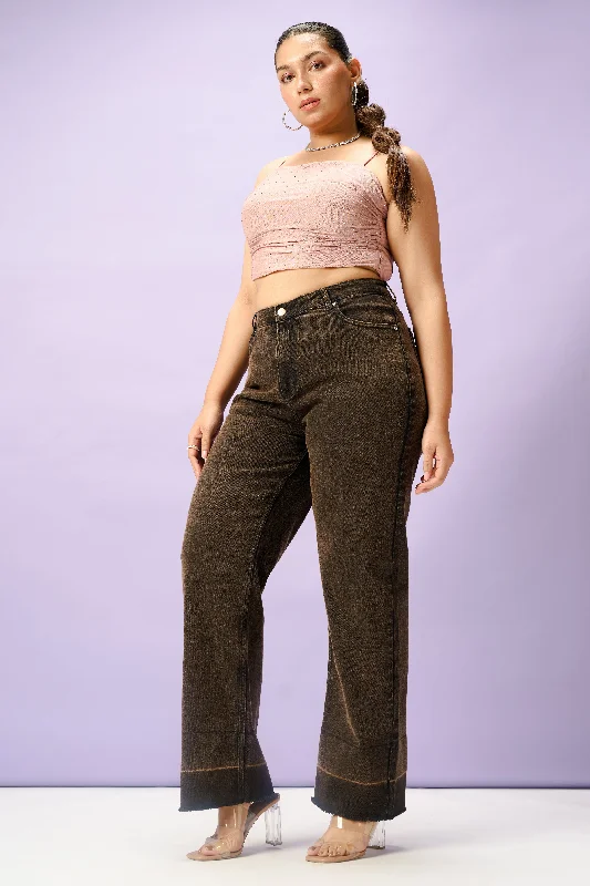 Brownstone Curve Straight Fit Jeans Chic Ripped Jeans