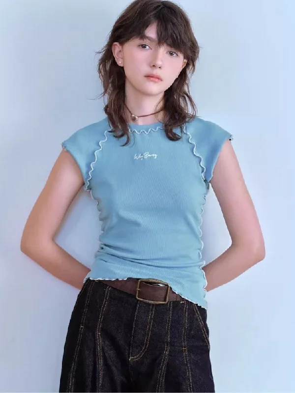 Slim Round Neck Short Sleeve T-Shirt【s0000007062】-- Silk Blend Satin Velvet