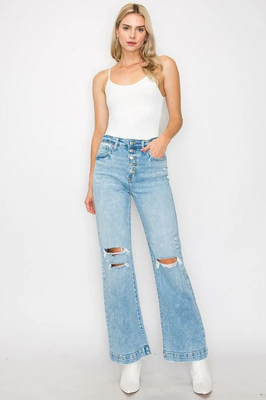 Artemis Vintage 90'S Vintage Stretch Wide Leg Jean Fashionable Distressed Jeans