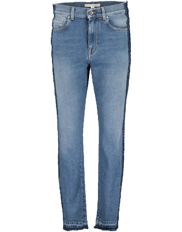 Patchwork E-Cig Jeans Cozy Tencel Blend Denim Jeans