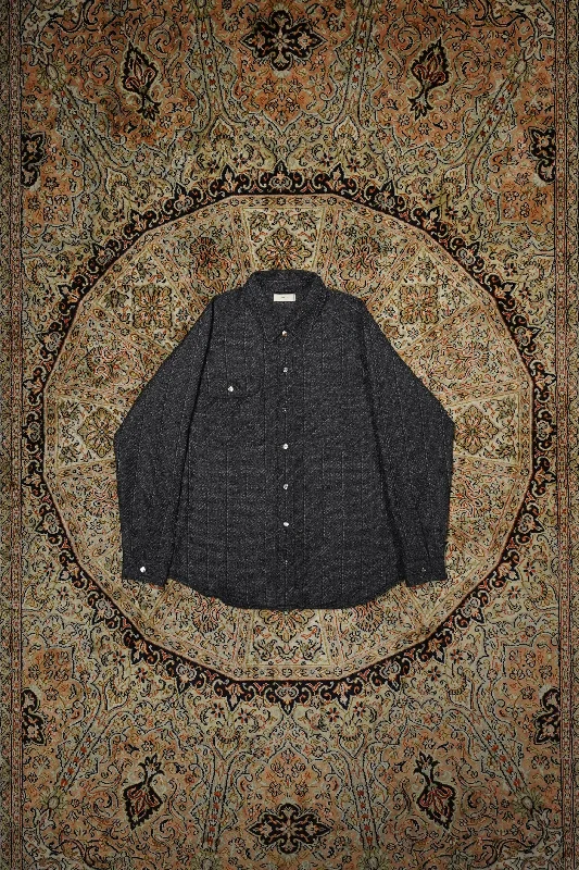 STEAF DEAD STOCK'S WORK SHIRT (IRON CHARCOAL)-- Collared Crew Neck Turtle Neck