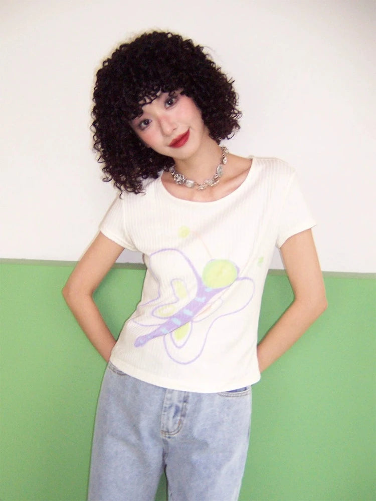Printed short sleeve t-shirt【s0000007407】-- Terry Blend Velvet Blend Canvas Blend