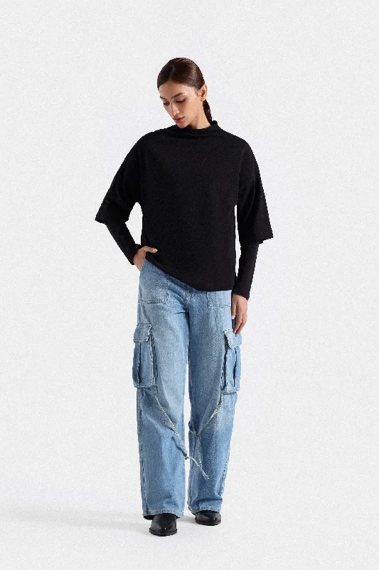 Wide Leg Cargo Jeans Trendy Bootcut High-Waisted Jeans