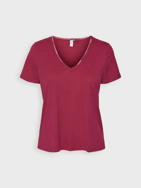 Γυναικεία μπλούζα VMODA S/S V-NECK T-SHIRT JRS BTQ 10316138 | 10316138-- Zippered Front Buttoned Front Snap Front