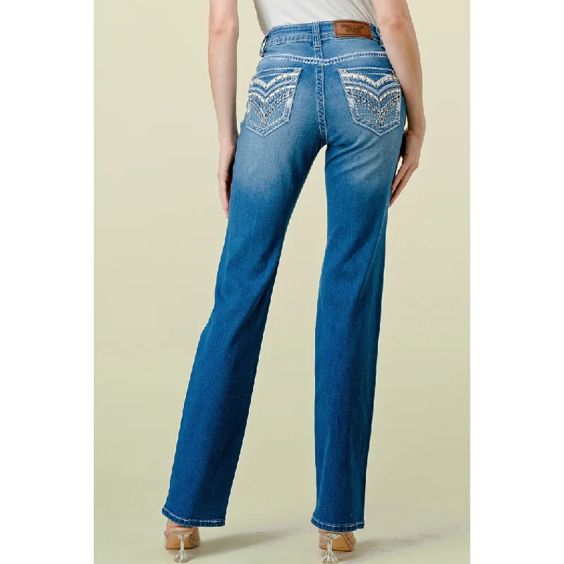 Westfield Eagle Women's Embroidered Bootcut Jeans Elegant High-Waisted Flared Jeans