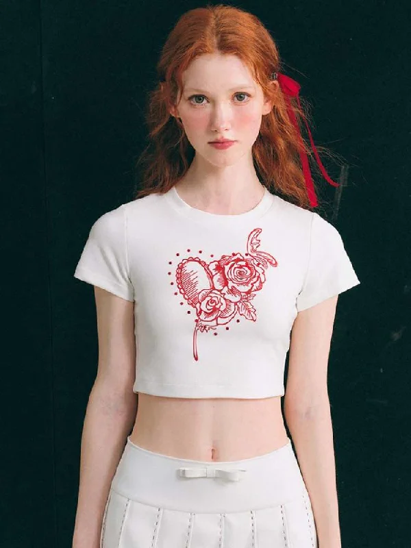 Rhinestone Hand Painted Roses T-Shirt【s0000007389】-- Terry Blend Velvet Blend Canvas Blend Rhinestone Hand Painted Roses T-Shirt【s0000007389】-- Terry Blend Velvet Blend Canvas Blend