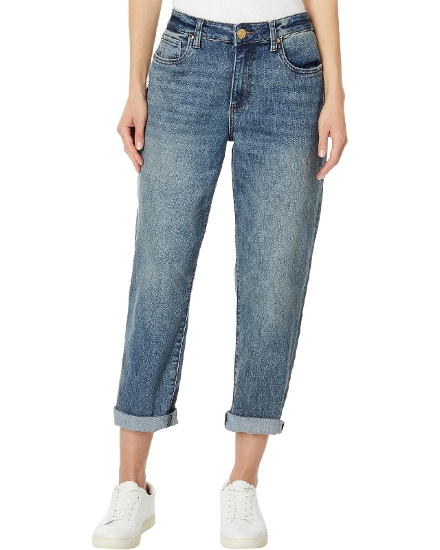 KUT Sienna Baggy Boyfriend Cropped Jean (Shaped Wash) Fashionable Slim Fit Jeans