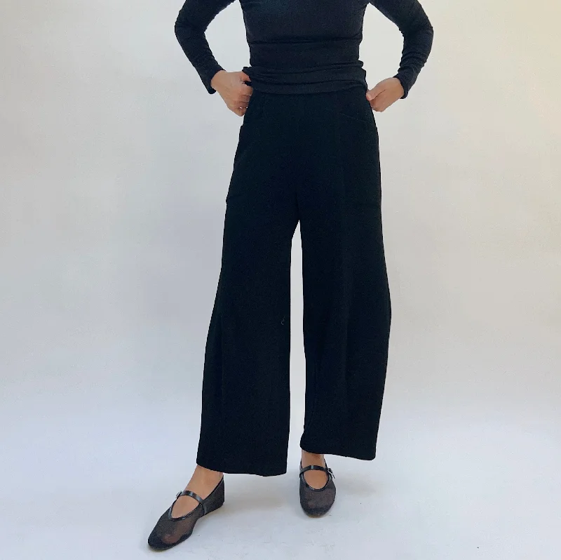 Moonlight | Crepe Pants in Black Stylish Paperbag Waist Pants