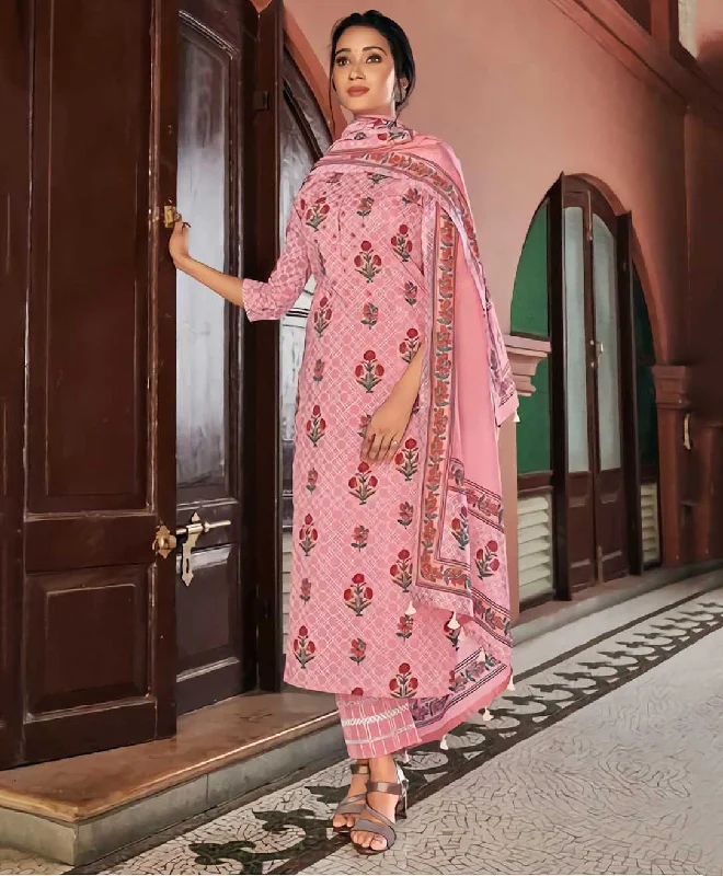 Pure Cotton Unstitched Suit Set Dress Material for Women Tunics Gym athletic