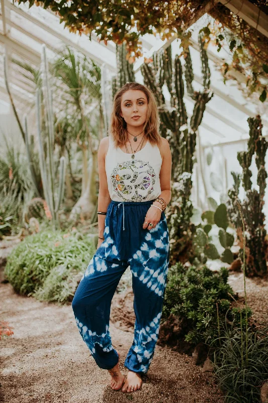 Blue Tie Dye Shorts/Pants Elegant Trouser Pants