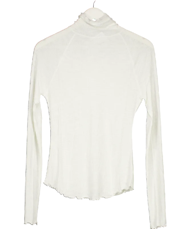Free People White Make It Easy Thermal Sweatshirt Top UK M Hooded Sweatshirt Casual Wear Street Style