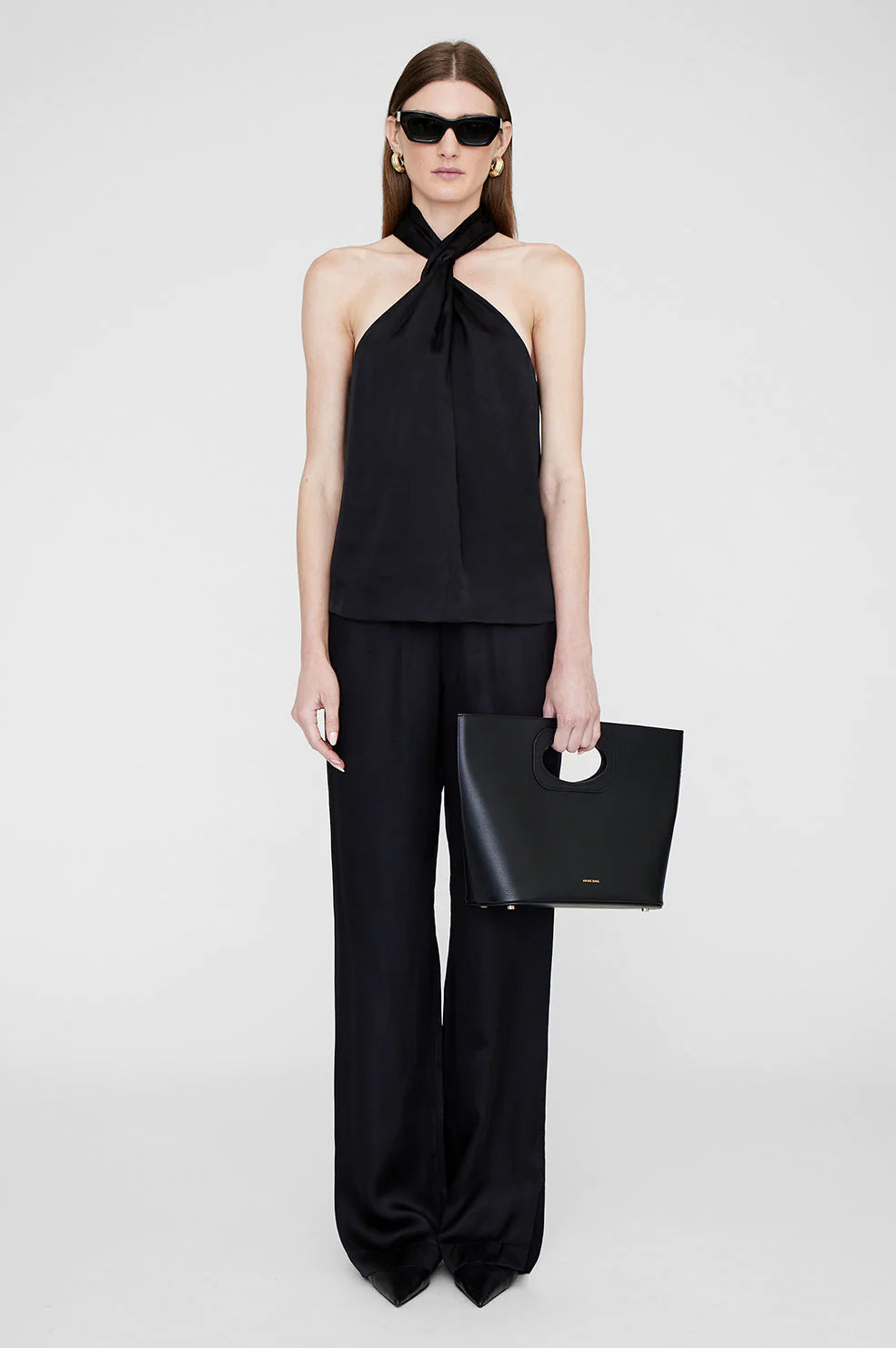 Anine Bing - Aden Pant in Black Stylish Paperbag Waist Pants