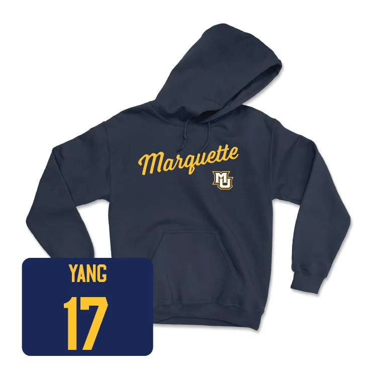 Navy Women's Lacrosse Script Hoodie - Mikayla Yang Hoodie with Thumb Holes Functional Cozy