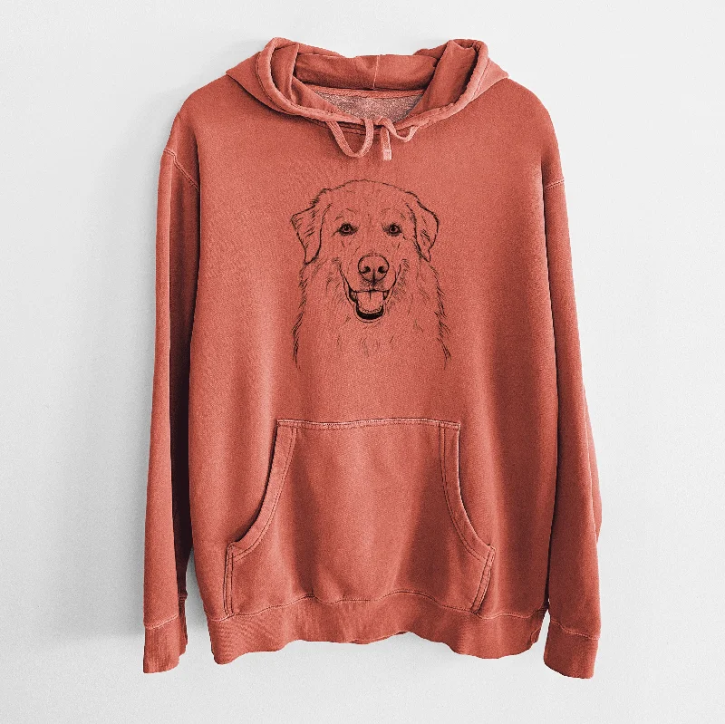 Bare Meg the Great Pyrenees - Unisex Pigment Dyed Hoodie Hoodie with Ribbed Cuffs Snug Fit Comfort
