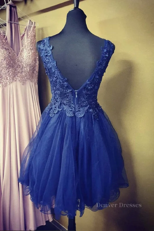 A Line V Neck Blue Lace Short Prom Dress, Blue Lace Homecoming Dress, Short Blue Formal Evening Dress Tunics Cozy comfortable A Line V Neck Blue Lace Short Prom Dress, Blue Lace Homecoming Dress, Short Blue Formal Evening Dress Tunics Cozy comfortable