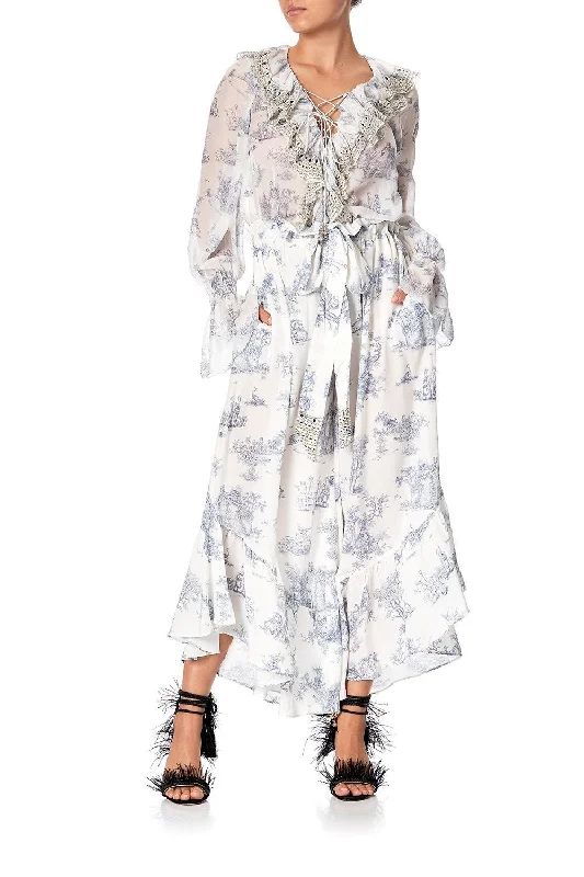RUFFLE HEM PANTS WITH TIE SOUTHERN BELLE Soft Stretch Pants