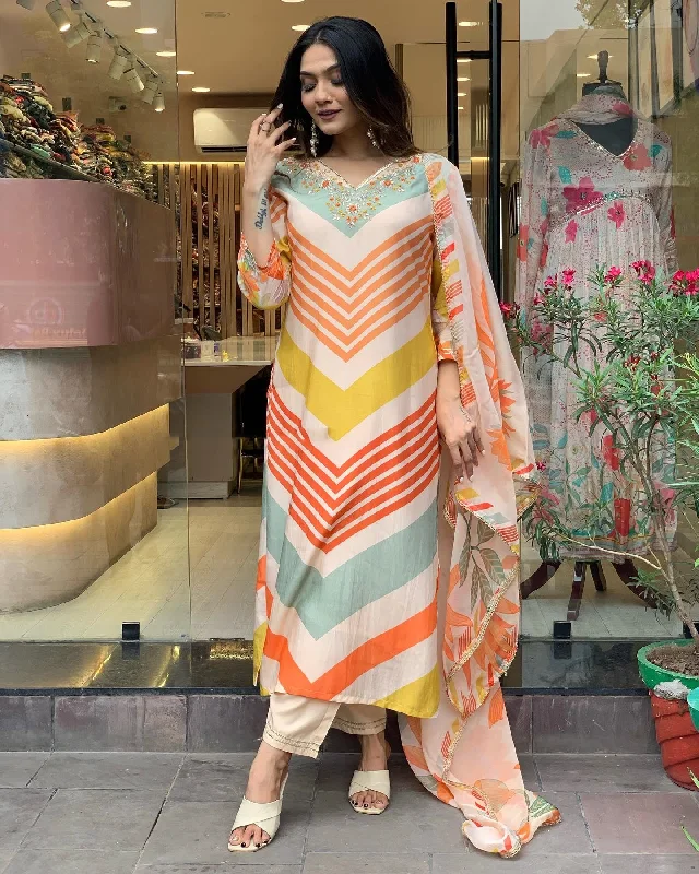 Women V Neck Embroidered Work Viscose Rayon Fabric Kurta & Pant With Dupatta Set Casual Drawstring Pants Women V Neck Embroidered Work Viscose Rayon Fabric Kurta & Pant With Dupatta Set Casual Drawstring Pants