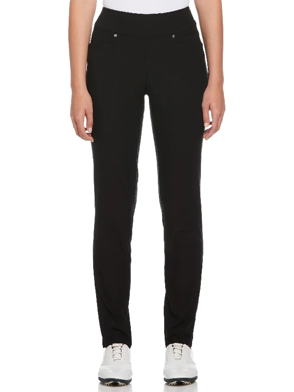 Women's Solid Pull-On Golf Pant Formal Wide-Leg Pants