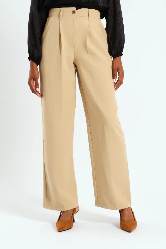 Paddle Wideleg Pant - Taupe Relaxed High-Waist Trousers