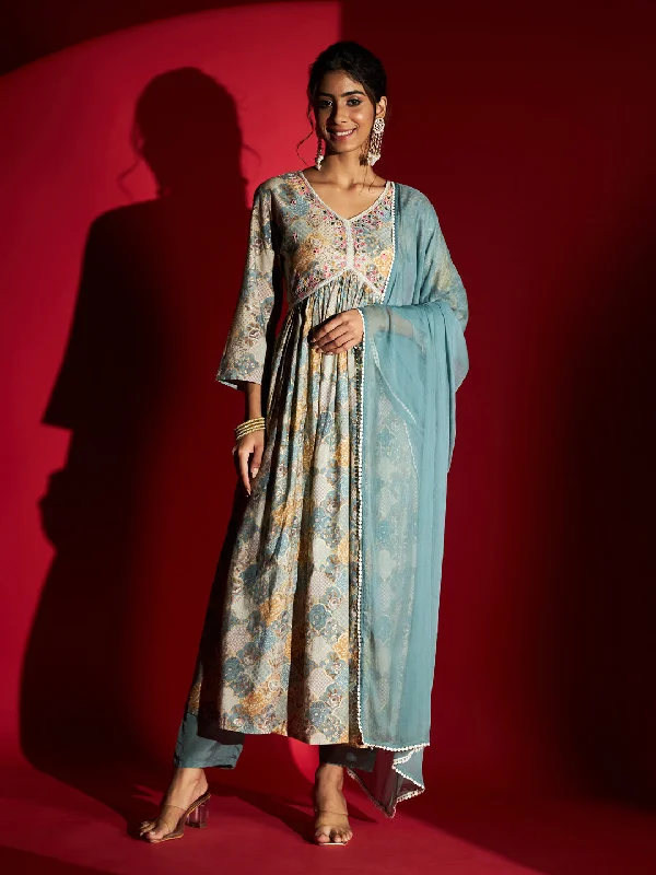 Women V Neck Printed And Embroidered Rayon Kurta Pant Dupatta Set Comfortable Maternity Pants Women V Neck Printed And Embroidered Rayon Kurta Pant Dupatta Set Comfortable Maternity Pants