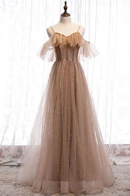 Formal Long A-line Tulle Prom Dresses Lace Up Simple Evening Dresses Turtleneck Warm Winter Formal Long A-line Tulle Prom Dresses Lace Up Simple Evening Dresses Turtleneck Warm Winter