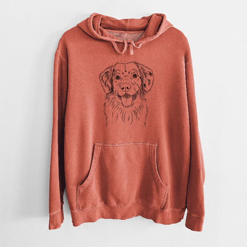 Bare Weston the Nova Scotia Duck Tolling Retriever - Unisex Pigment Dyed Hoodie Hoodie with Earth Tones Natural Calm
