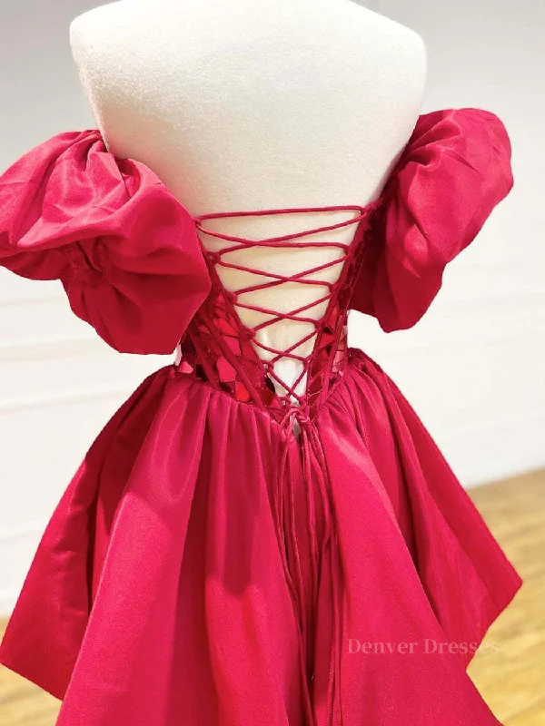 Mini/Short Red Satin Short Prom Dresses, Short Homecoming Dress Tunics Office stylish Mini/Short Red Satin Short Prom Dresses, Short Homecoming Dress Tunics Office stylish